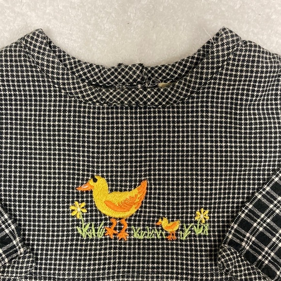 Vintage old navy black plaid embroidered duck dress 3/6m - Picture 2 of 6